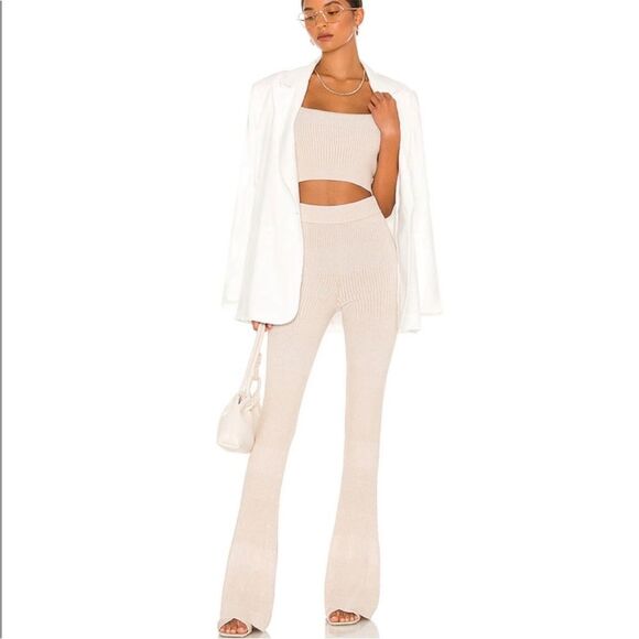 Song of Style Pants - Revolve Song of Style Tonal Elyse Ribbed Knit High Waist Flare Pants Size XL